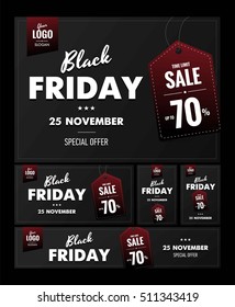 Black friday banners set. Templates for black friday sale banners. Horizontal, vertical banners, web and print.