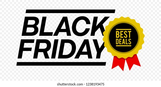Black Friday Best Deals Medal With Ribbons Vector