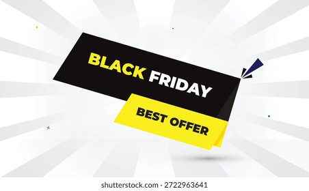 Black Friday beste Angebot editierbare EPS-Format Web-Banner Vektorgrafik Illustration Template Design schwarz grau gelb Formen fett Schriftart weiß grau Farbverlauf abstrakte Illustration Sonnenschein Business 4k