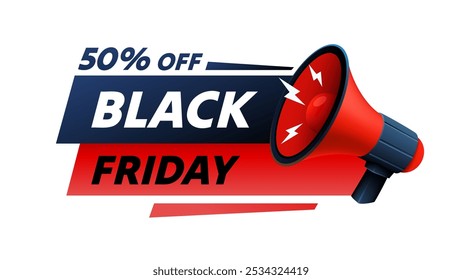 Black Friday big sale, 50 offer day banner, promotion percentage. Vector illustration