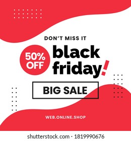 black friday big sale abstract social media poster promotion template design with simple fluid geometric pattern background vector