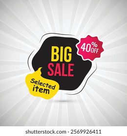 Black Friday Big Sale Abstract Banner Up to 40% Off Special Price for Selected items with Stunning Element Shapes Templates in Yellow, Black and pink Perfect Sale Backgrounds for Your Designs.