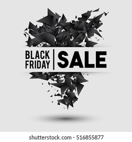 Black Friday Big Sale. Abstrakte Explosion Schwarzes Glas Konzept November spät Rabatt Angebot. Kann für die Gestaltung der Werbung, Werbebanner, Poster, Flyer, Vorlage verwendet werden. Vektorgrafik