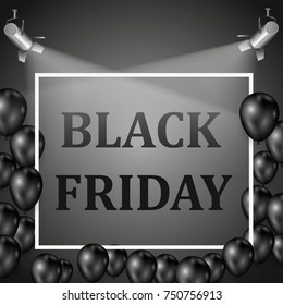 Black Friday, Big Sale, black air balloon, creative template on flat design.
