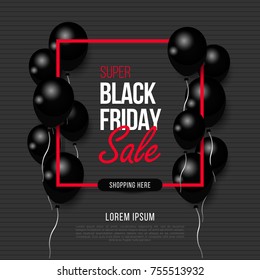 Black Friday, Big Sale, black air balloon, creative template on flat design