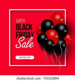 Black Friday, Big Sale, black air balloon, creative template on flat design