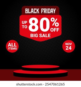 Black Friday Big Sale Banner Template with 80% Discount Offer