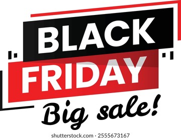 Black friday big sale banner is promoting huge discounts with eye catching red and black design, creating excitement for upcoming shopping event