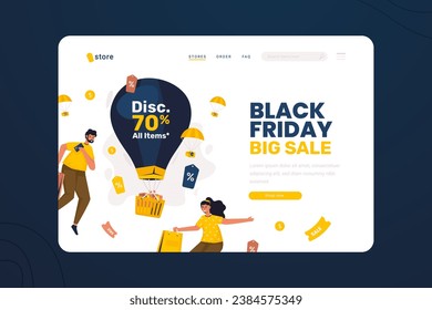 Black friday big sale illustration on header website template