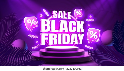 Black Friday big sale, offer day banner, promotion percentage. Vector illustration