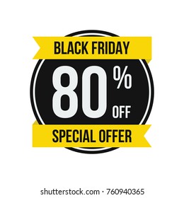 Black Friday Big Sale Percent Off Vector Symbol for Banner