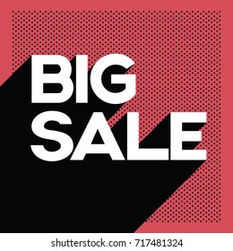 Black Friday Big Sale Poster Banner Template With Long Shadow Retro Typography Text And Polka Dot Background. Eps10 Vector Illustration.