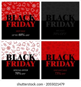 Black Friday big sale, special offer, discount. Vector set of templates for banners, posters, flyers, promotion, advertising, web, social media, marketing.