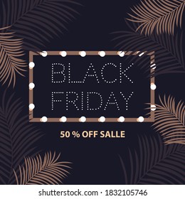 Black Friday, Big Sale, Super Discounts Luxury Banner. Gatsby Style Background. Vector Illustration.