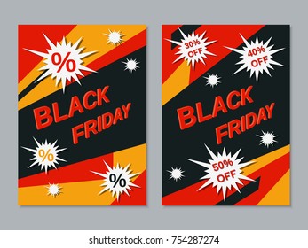Black friday, big sale two-sided flyer vector template