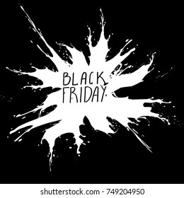 Black Friday, Big Sale, vector white ink splash on black