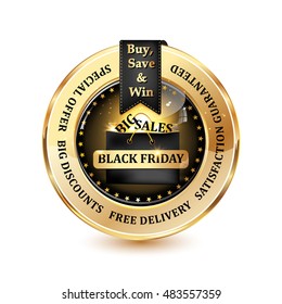 Black Friday big sales, special offer, big discounts, free delivery satisfaction guaranteed  - elegant luxurious icon / label for retail business Advertisement