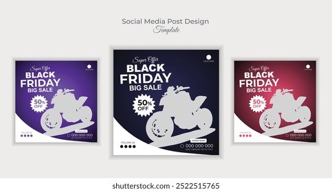 Black Friday venta de bicicletas nueva colección gran oferta social media post set diseño