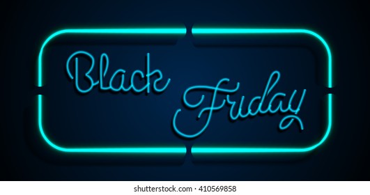 Black friday blue light sign.Vector