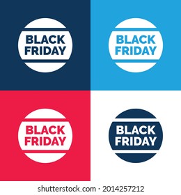 Black Friday azul y rojo cuatro colores mínimo conjunto de iconos