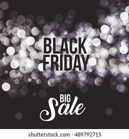 Black Friday and blured lights icon. ecommerce sale decoration and advertising theme. Black and white design. Vector illustration
