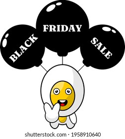 black friday boiled egg mascot cartoon character illustration, perfect for advertising or promotion