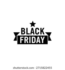 Viernes Negro texto en negrita gráfico diseño de icono de venta en blanco y negro