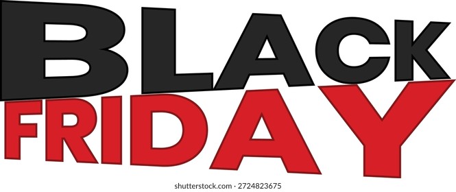 Projeto de tipografia em negrito Black Friday para promoção de varejo. Layout de texto de alto contraste ideal para campanhas de marketing com desconto. Perfeito para banners, anúncios e visuais de venda de comércio eletrônico.