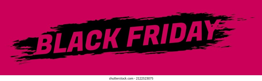 Black friday brush banner vector template. landscape extend to the side. Black Friday Sale Promotion Poster or banner with paper. Promotion and shopping template for Black Friday pink