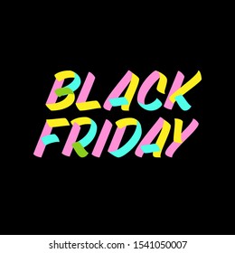 Black Friday brush sign lettering on black background. Sale design templates for greeting cards, overlays, posters