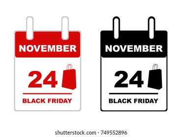 Black friday calendar isolated on white