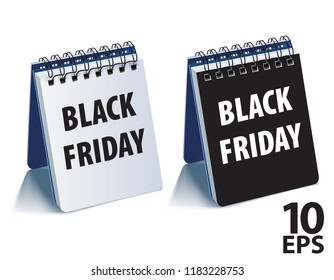 Black Friday calendar. Realistic vector 3d illustration