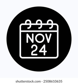 Black Friday Kalender Vektor Icon, Verkaufstag, Big Sale Icon. 