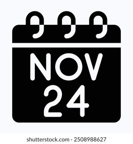 Black Friday Calendar Vetor Ícone, Dia de Venda, Grande ícone de venda. Ícone de Vetor de Silhueta Isolado.