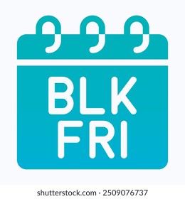 Black Friday Kalender Vektor Icon, Verkaufstag, Big Sale Icon. Isolierte Silhouette Farbverlauf-Vektorsymbol. 
