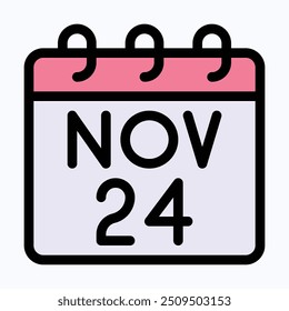 Black Friday Calendar Vector Icon, Sale Day, Big Sale Icon. Isolated Lineal Color Vector Icon.