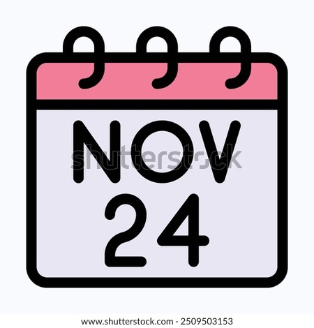 Black Friday Calendar Vector Icon, Sale Day, Big Sale Icon. Isolated Lineal Color Vector Icon.