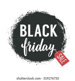 Black Friday Calligraphic Advertising Badge design vector template. Total Sale Discount Banner retro vintage style.