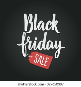 Black Friday Calligraphic Advertising Poster design vector template. Total Sale Discount Banner retro vintage style.