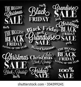 Black Friday Calligraphic Designs | Retro Style Elements | Vintage Ornaments | Sale, Clearance | Vector Set
