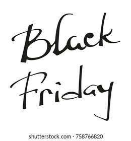 Black friday calligraphy logo isolated on white background. Vector illustration lettering print for shop and market event, web, application, sale. Cool hand drawn label.