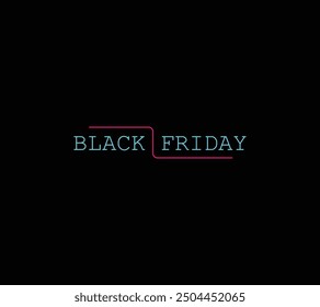 Texto de caligrafía de Black Friday con línea central sobre fondo negro – Ilustración elegante de diseño de publicaciones en redes sociales