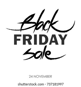 Black Friday calligraphy text. Modern flat design lettering usable for posters, sales banners, web design concepts
