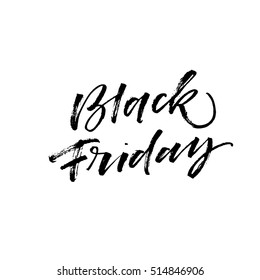 Black Friday card. Ink illustration. Modern brush calligraphy. Isolated on white background. 