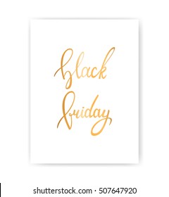 Black Friday card  vector isolated. Discount or special offer price tag on Black Friday sale. Sale label contains hand drawn lettering