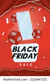 black friday cartel with smartphone and offer box