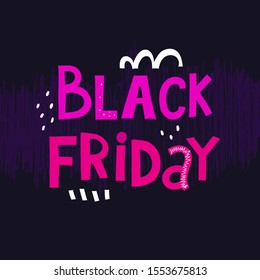black Friday. Cartoon colorful lettering with decorative elements on a neutral background. vector illustration. hand drawing. design for banners, posters, cards