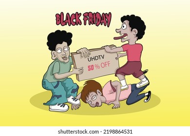 BLACK FRIDAY CARTOON ILLUSTRATION VECTOR