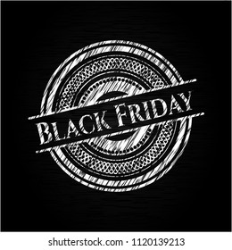 Black Friday chalk emblem written on a blackboard