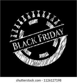 Black Friday chalk emblem written on a blackboard